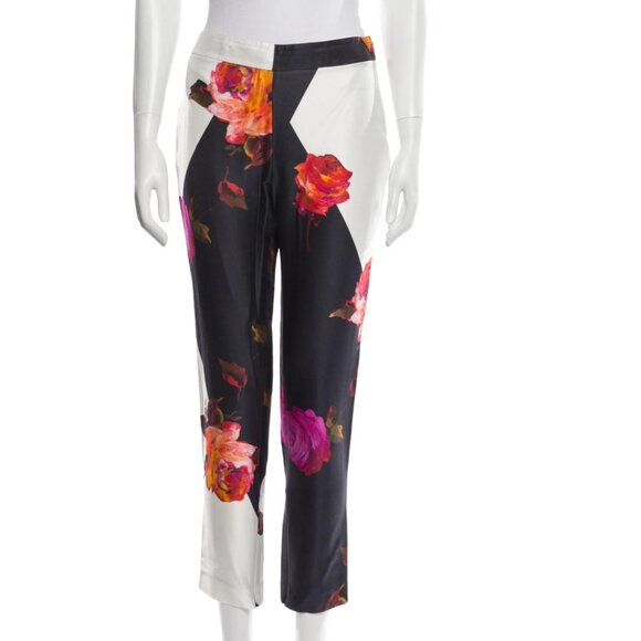 Blumarine Silk Floral Print Straight Leg Pants IT40 - Picture 1 of 5